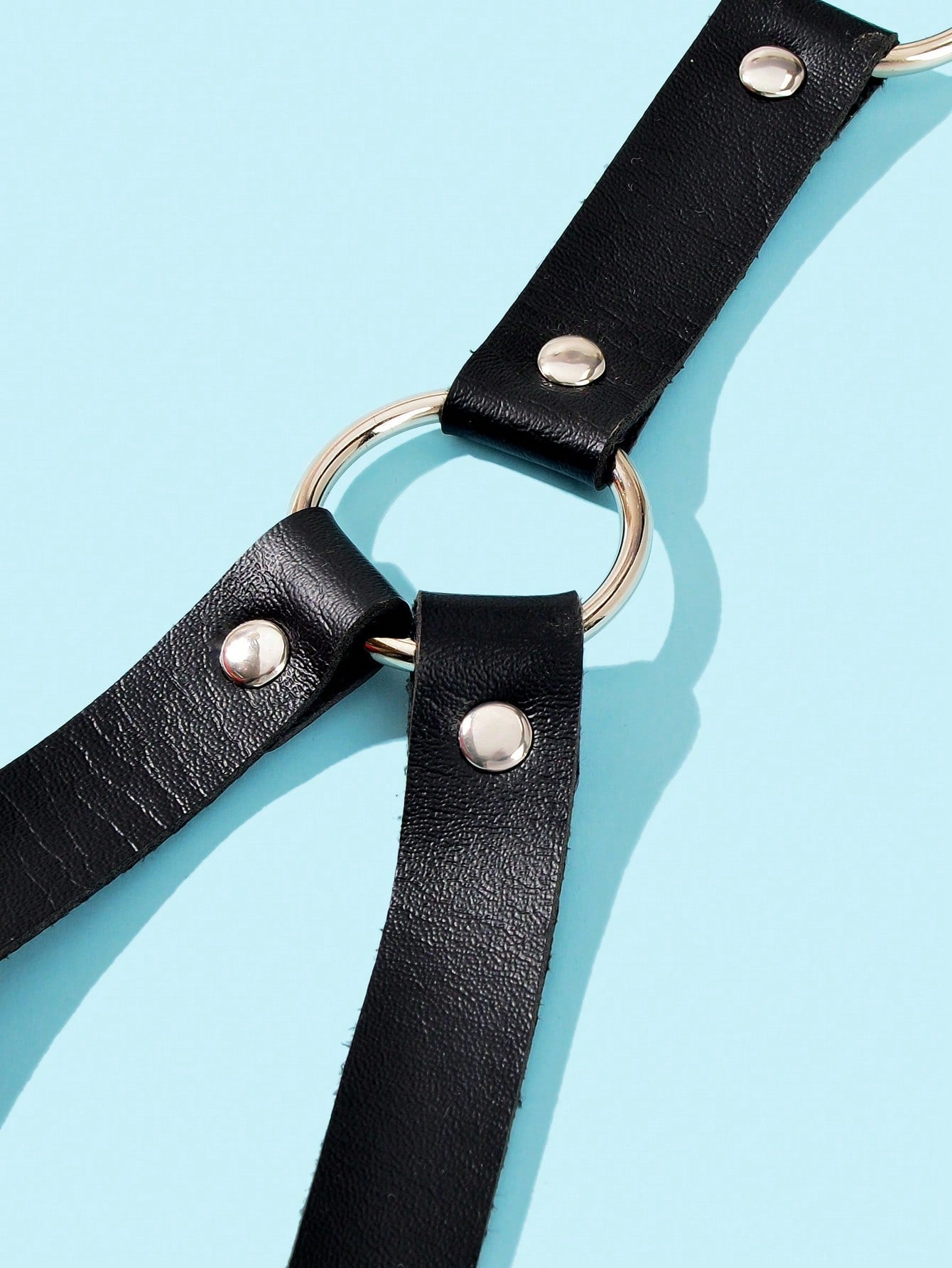 Punk Black PU Leather Body Belly Harness Waist Chain Rave Adjustable Nightclub Body Jewelry