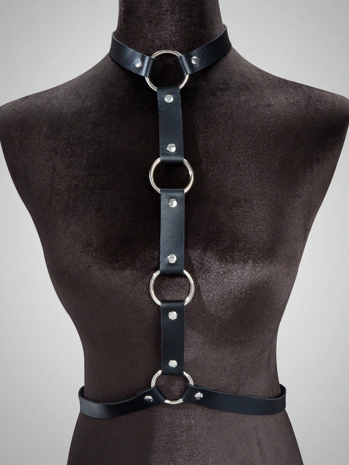 Punk Black PU Leather Body Belly Harness Waist Chain Rave Adjustable Nightclub Body Jewelry