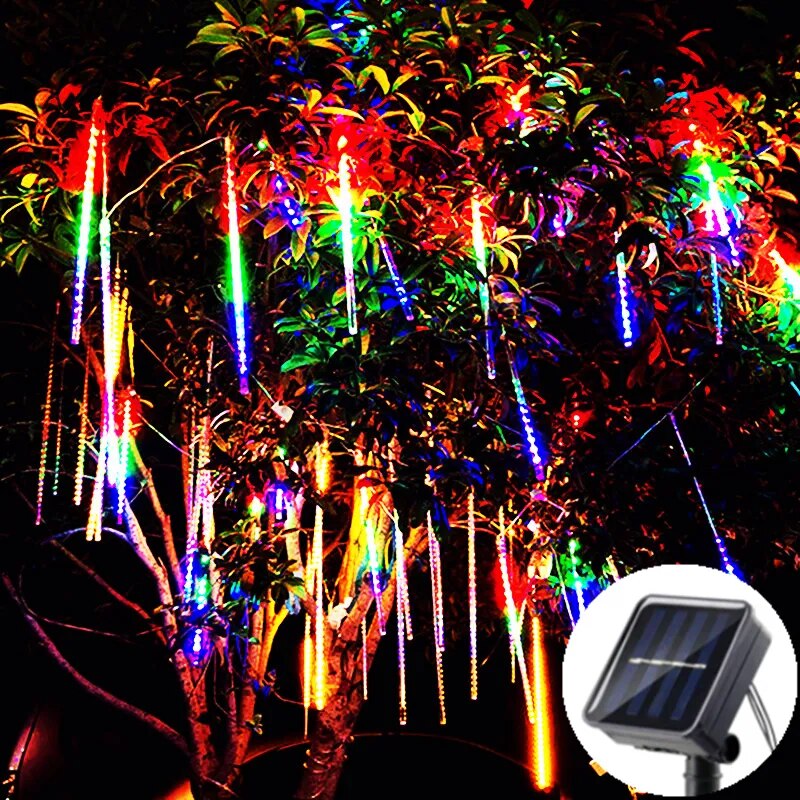 Waterfall LED String Lights - Solar Powered Outdoor Decoration